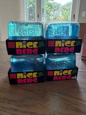 Needoh Nice Berg Ice Super Solid Squish Blue Squeezy Cube Schylling Large Cube